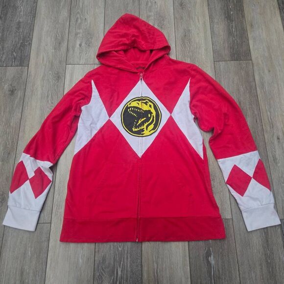 Mighty Morphin Power Rangers Red Ranger hoodie brand WeLoveFine zip up large - Picture 2 of 13